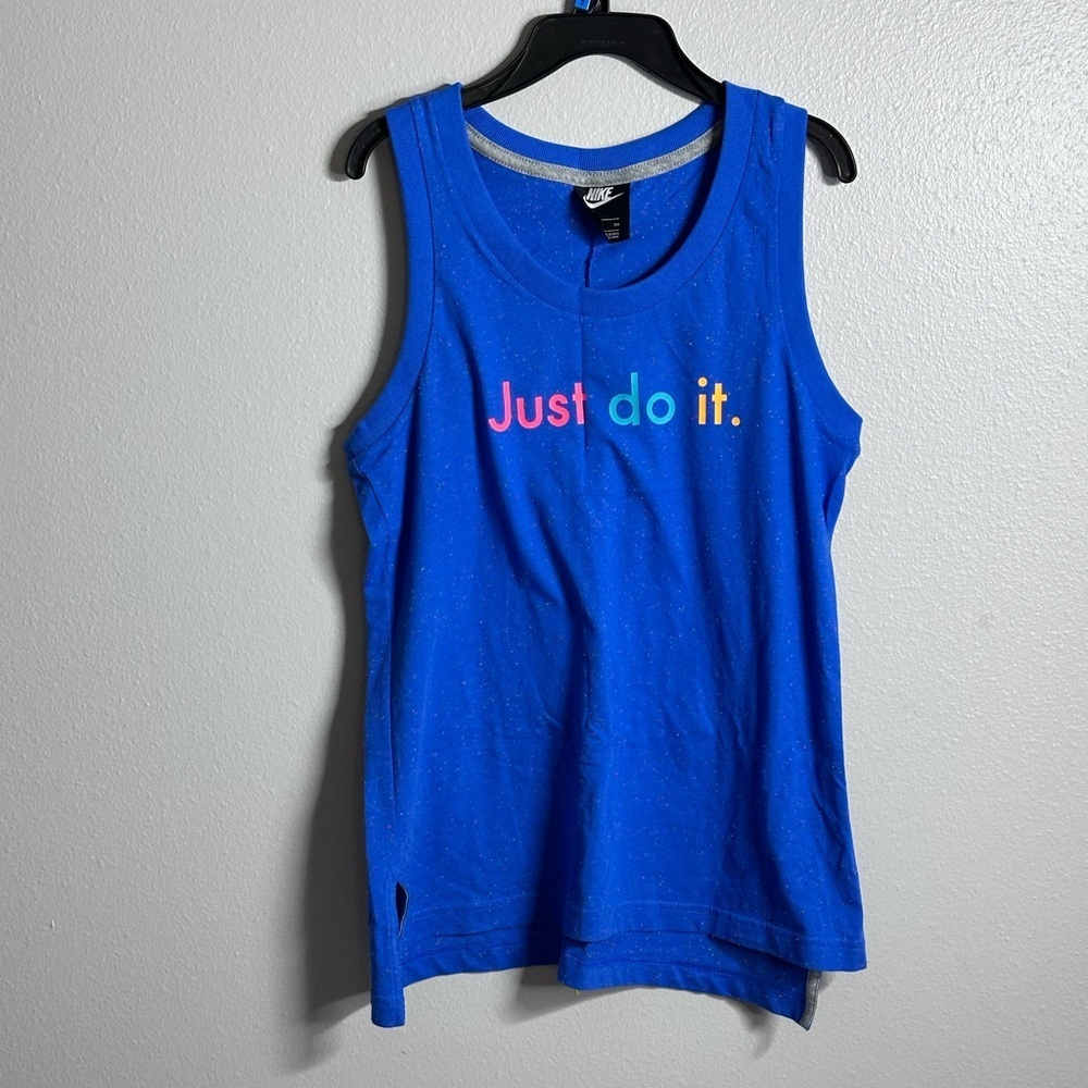 Nike Just Do It Tank Top Women's Small Blue Racerback Cotton Blend